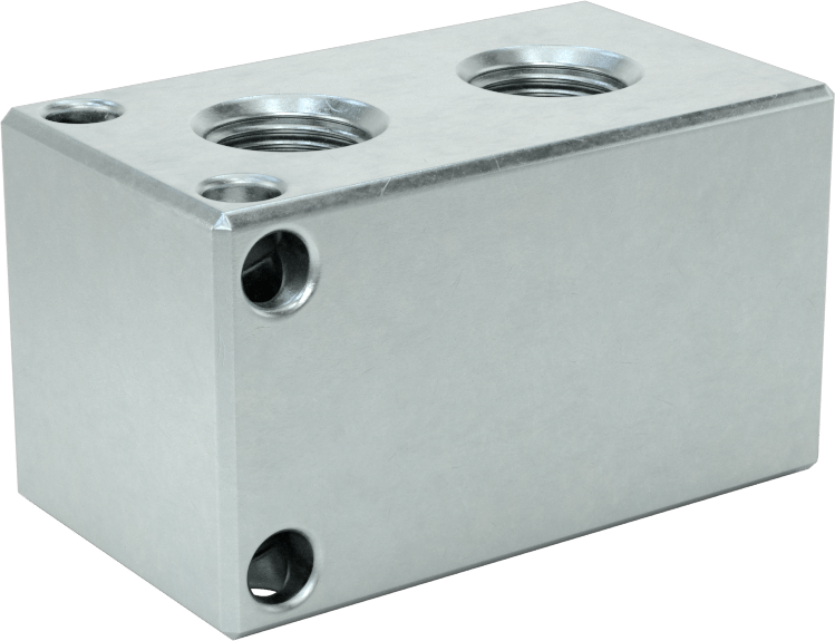 Düz Akışlı Dikdörtgen Manifold, Çinko Kaplı Çelik, Standart, 2 Çıkış, 1/4 NPT x 1/8 NPT