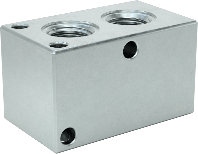 Düz Akışlı Dikdörtgen Manifold, Çinko Kaplı Çelik, Standart, 2 Çıkış, 3/8 NPT x 1/4 NPT