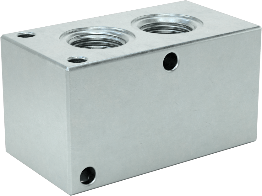 Düz Akışlı Dikdörtgen Manifold, Çinko Kaplı Çelik, Standart, 2 Çıkış, 1/2 NPT x 3/8 NPT