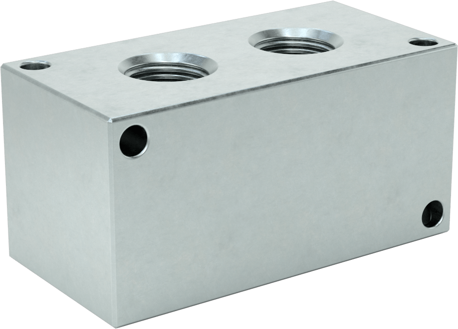 Düz Akışlı Dikdörtgen Manifold, Çinko Kaplı Çelik, Standart, 2 Çıkış, 3/4 NPT x 1/2 NPT
