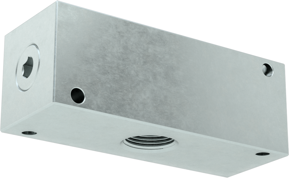 Düz Akışlı Dikdörtgen Manifold, Çinko Kaplı Çelik, Standart, 3 Çıkış, 3/4 NPT x 1/2 NPT