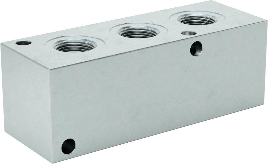 Düz Akışlı Dikdörtgen Manifold, Çinko Kaplı Çelik, Standart, 3 Çıkış, 1 NPT x 3/4 NPT