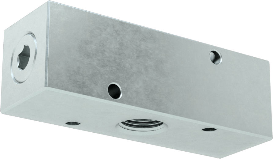 Düz Akışlı Dikdörtgen Manifold, Çinko Kaplı Çelik, Standart, 4 Çıkış, 3/8 NPT x 1/4 NPT
