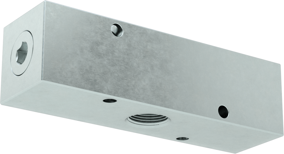 Düz Akışlı Dikdörtgen Manifold, Çinko Kaplı Çelik, Standart, 4 Çıkış, 1 NPT x 3/4 NPT