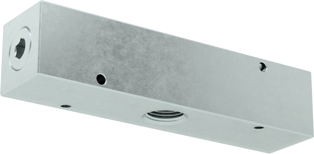 Düz Akışlı Dikdörtgen Manifold, Çinko Kaplı Çelik, Standart, 6 Çıkış, 1/2 NPT x 3/8 NPT