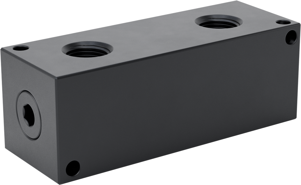 Düz Akışlı Dikdörtgen Manifold, Eloksallı Alüminyum, Ekstra Geniş, 2 Çıkış, 3/4 NPT x 1/2 NPT