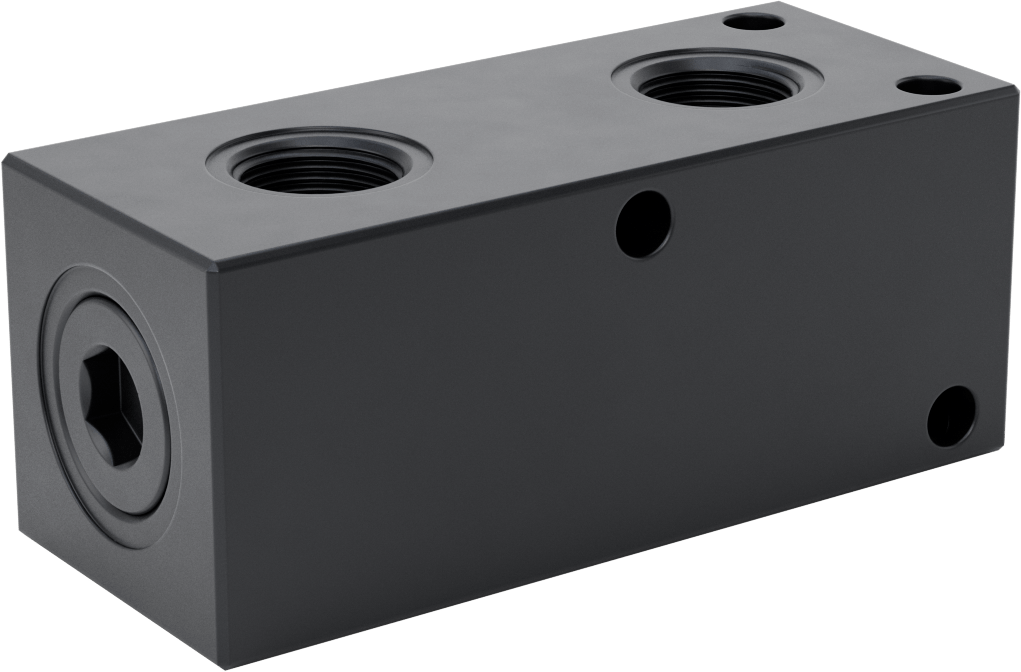 Düz Akışlı Dikdörtgen Manifold, Eloksallı Alüminyum, Ekstra Geniş, 2 Çıkış, 1 NPT x 3/4 NPT