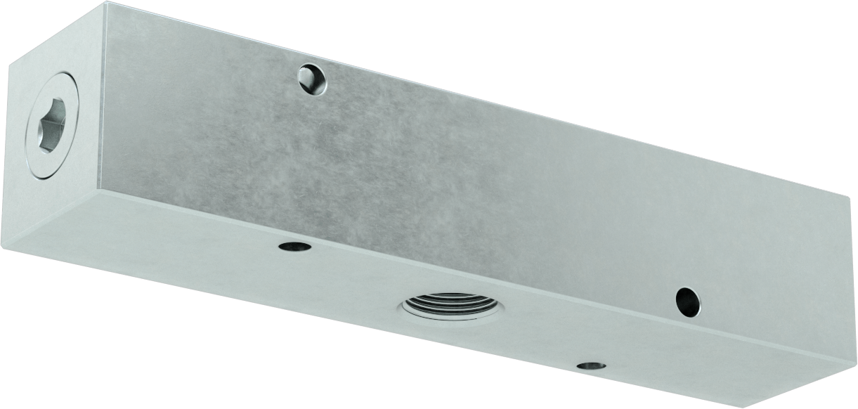 Düz Akışlı Dikdörtgen Manifold, Çinko Kaplı Çelik, Ekstra Geniş, 4 Çıkış, 1 NPT x 3/4 NPT