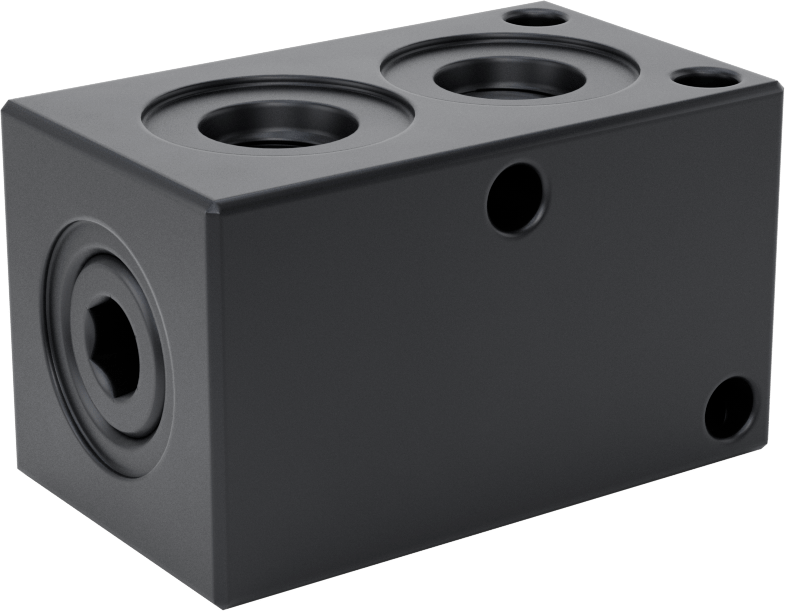 Düz Akışlı Dikdörtgen Manifold, Alüminyum, Standart, 2 Çıkış, 9/16"-18 UNF x 7/16"-20 UNF