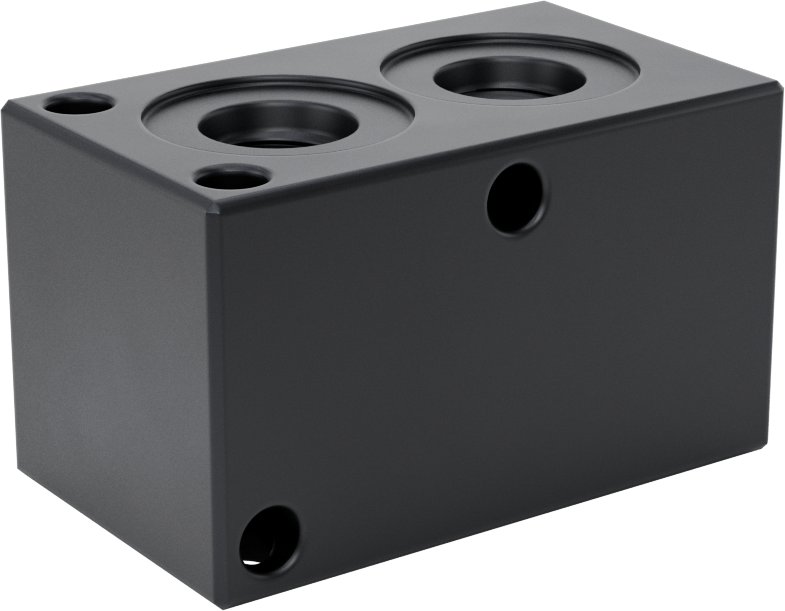 Düz Akışlı Dikdörtgen Manifold, Alüminyum, Standart, 2 Çıkış, 9/16"-18 UNF x 7/16"-20 UNF