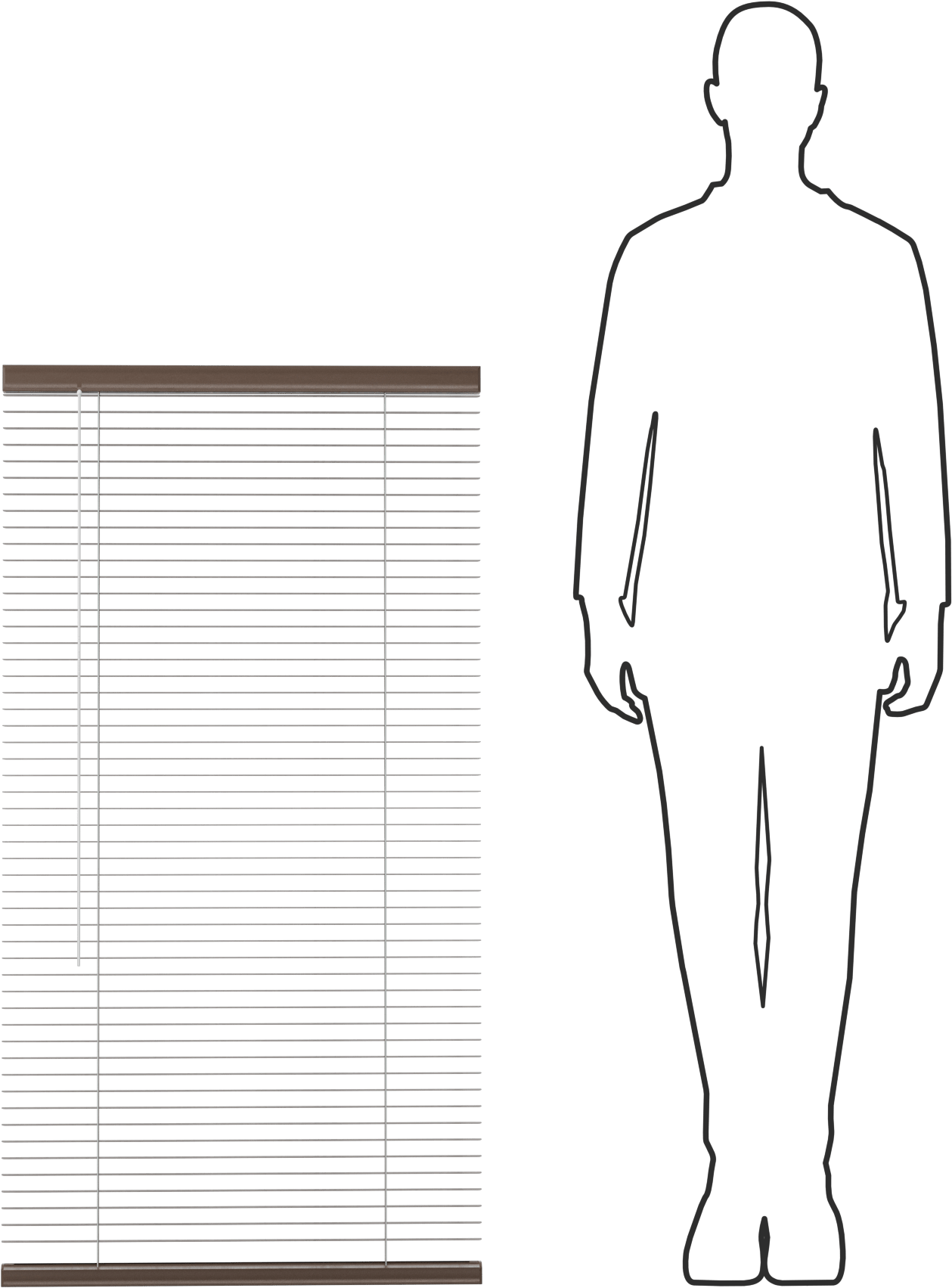 Mini Perde, Koyu Kahverengi Alüminyum, 25" Genişlik x 4 Fit Uzunluk