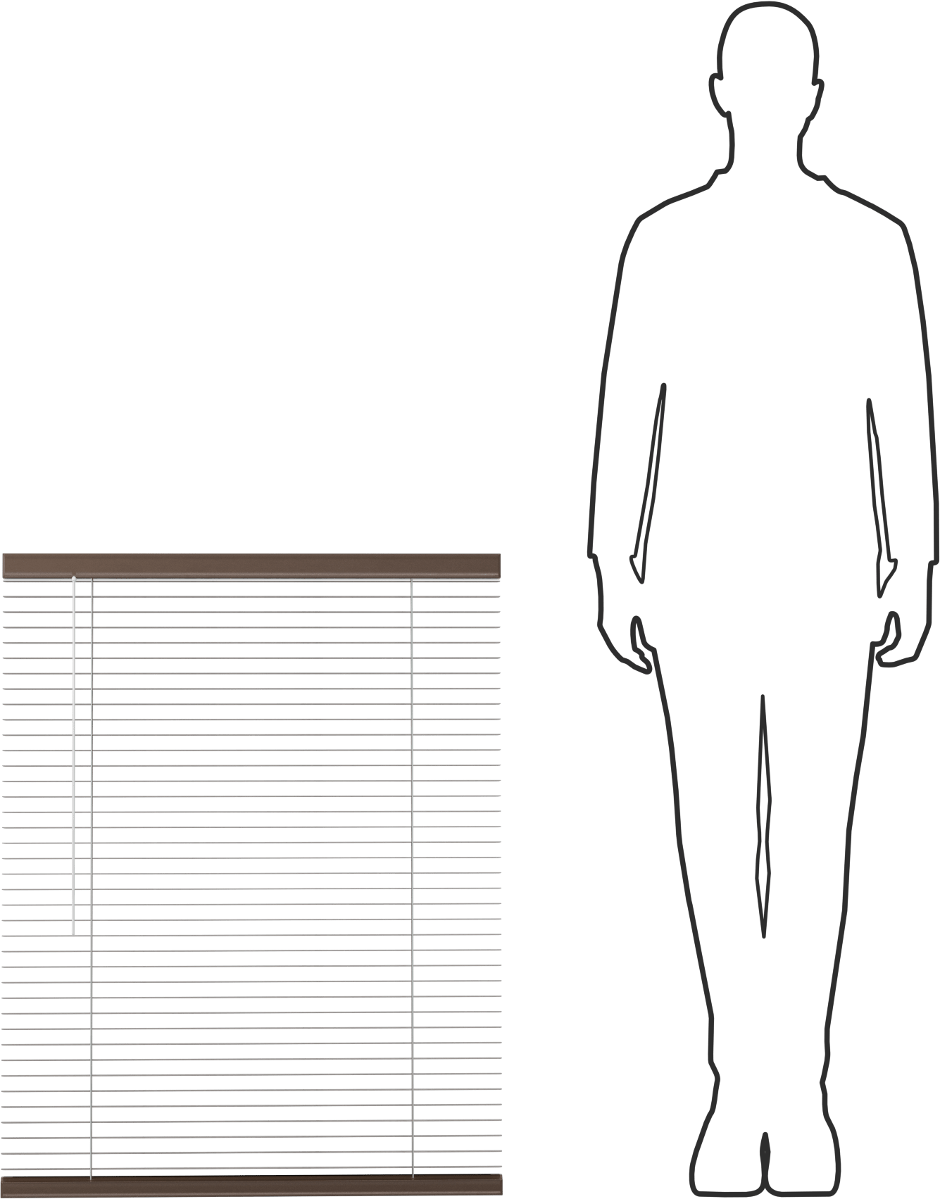 Mini Perde, Koyu Kahverengi Alüminyum, 28" Genişlik x 3 Fit Uzunluk