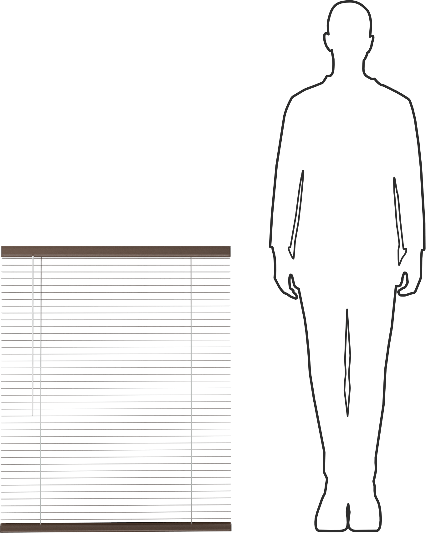 Mini Perde, Koyu Kahverengi Alüminyum, 29" Genişlik x 3 Fit Uzunluk