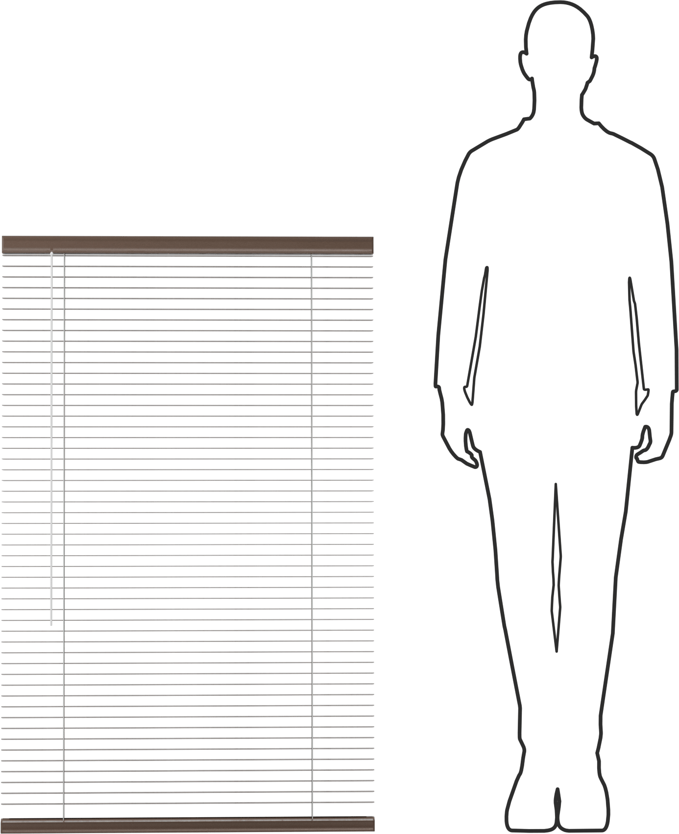 Mini Perde, Koyu Kahverengi Alüminyum, 30" Genişlik x 4 Fit Uzunluk