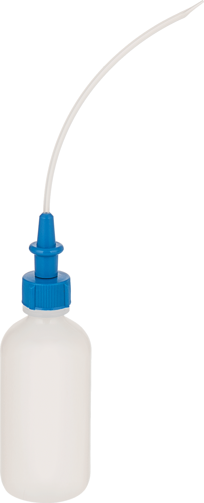 Uzatılmış Uçlu Sıkma Şişesi, İt-Çek Kapak, 4 FL. oz Kapasite, 5,5 inç Uzunlukta Nozul, Mavi Kapak
