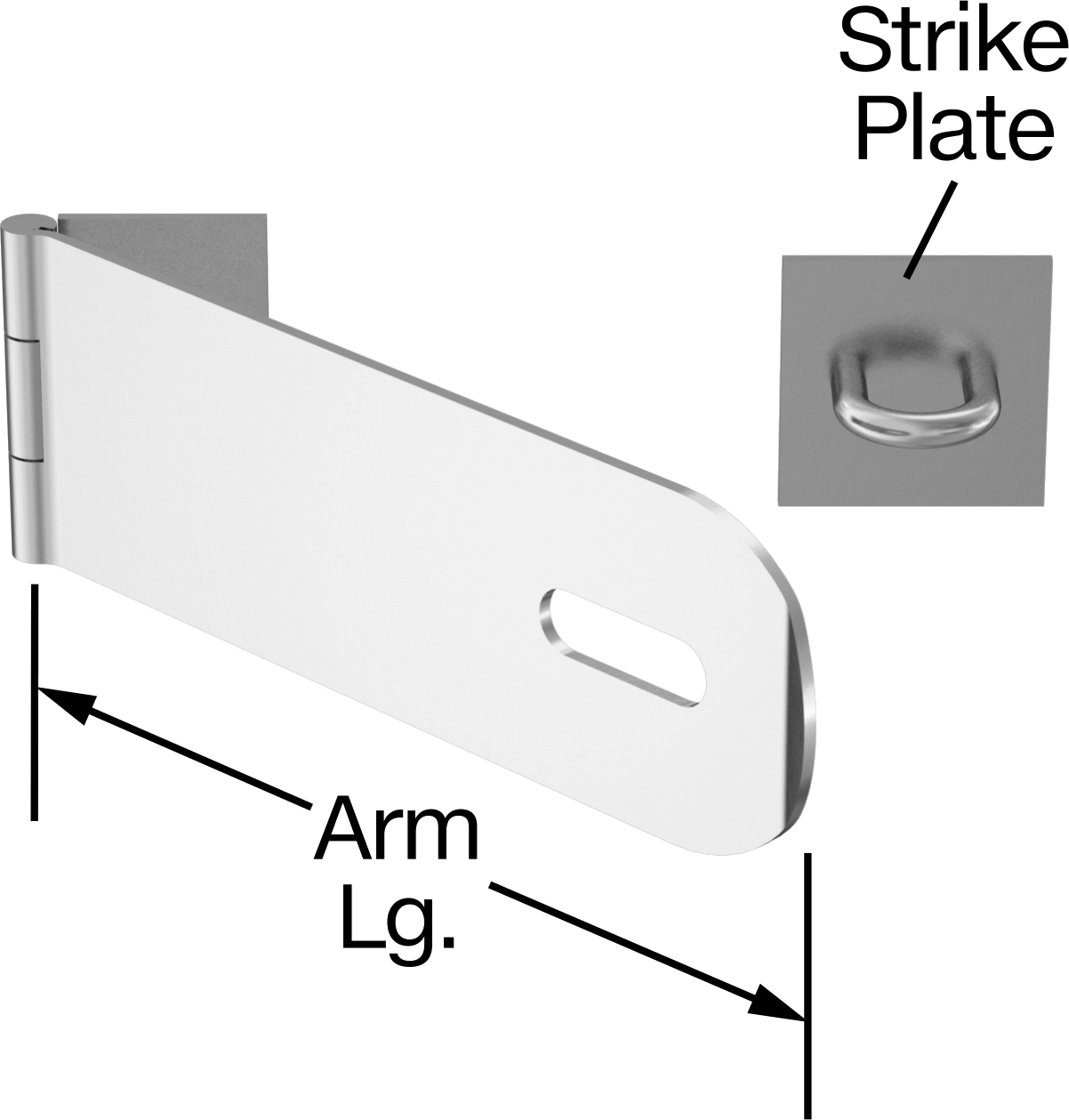 Asma Kilitli Mandal, 316 Paslanmaz Çelik, 3-1/2“ x 1-1/2” x 1/16" Kol ile