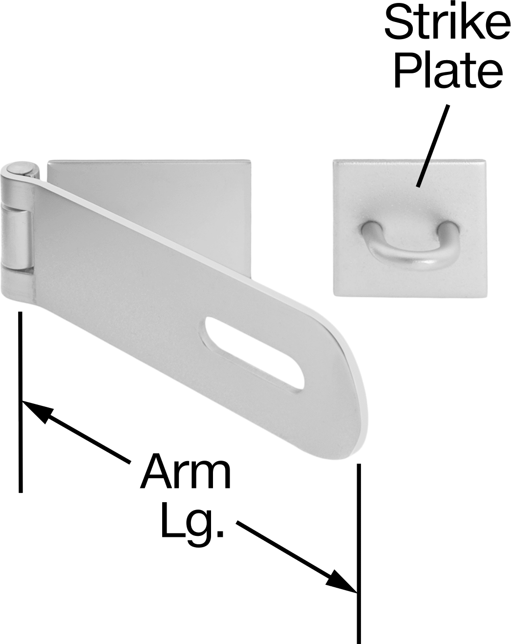 Asma Kilitli Mandal, 316 Paslanmaz Çelik, 4-1/2“ x 1-1/2” x 1/8" Kol ile