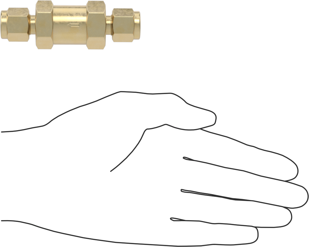 Yor-Lok Bağlantı Parçalı Pirinç Çek Valf, 3/8" Boru Dış Çapı için