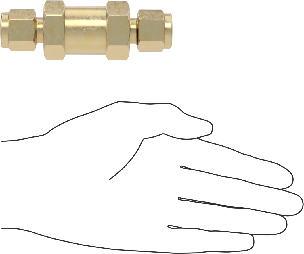 Yor-Lok Bağlantı Parçalı Pirinç Çek Valf, 1/2" Boru Dış Çapı için