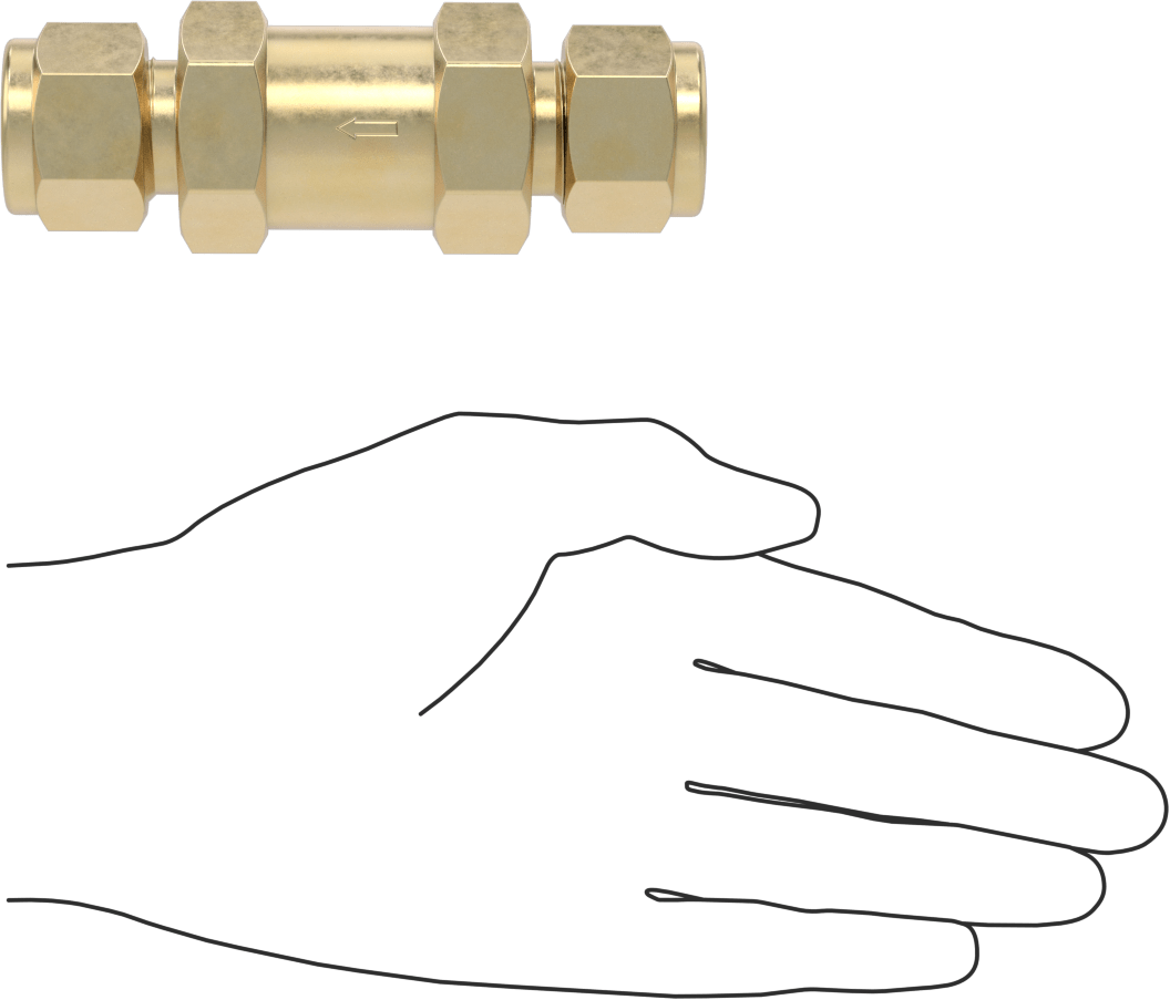 Yor-Lok Bağlantı Parçalı Pirinç Çek Valf, 3/4" Dış Çaplı Boru için