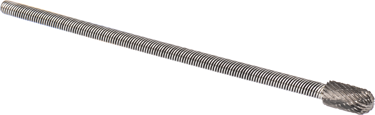 Çift Kesimli Esnek Şaftlı Frez, Yuvarlak Silindir Başlıklı, 6-3/4" Toplam Uzunluk, Numara SC-3