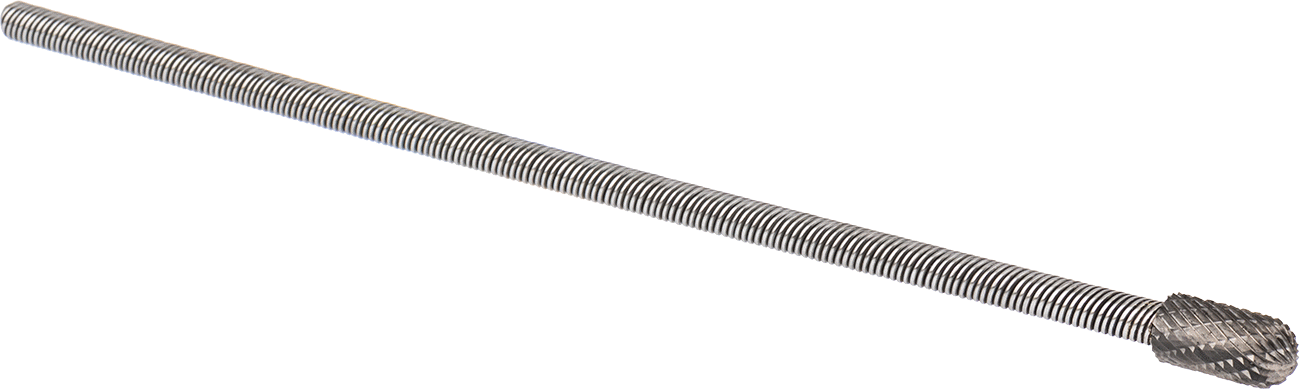 Çift Kesimli Esnek Şaftlı Frez, Yuvarlak Silindir Başlıklı, 8-3/4" Toplam Uzunluk, Numara SC-3