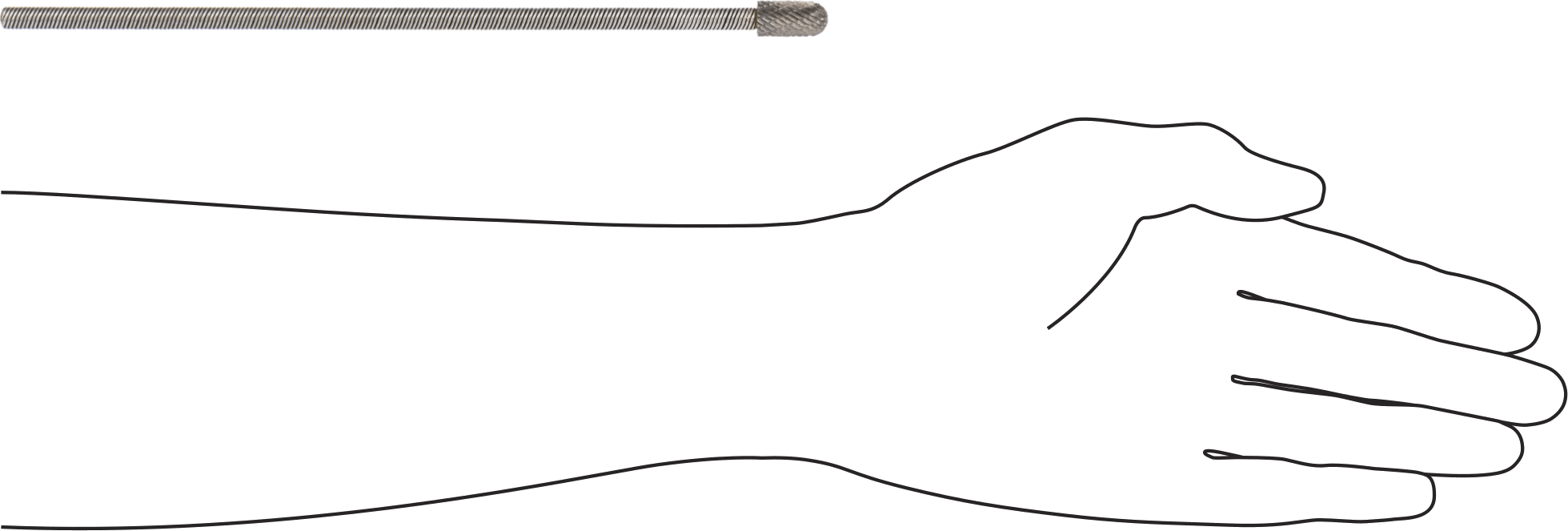 Çift Kesimli Esnek Şaftlı Frez, Yuvarlak Silindir Başlıklı, 8-3/4" Toplam Uzunluk, Numara SC-3