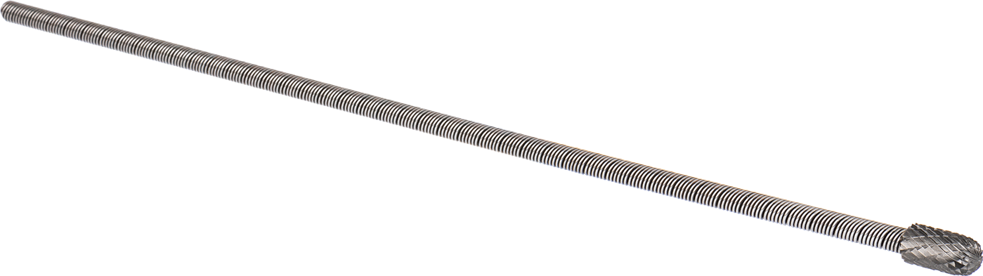 Çift Kesimli Esnek Şaftlı Frez, Yuvarlak Silindir Başlıklı, 12-3/4" Toplam Uzunluk, Numara SC-3