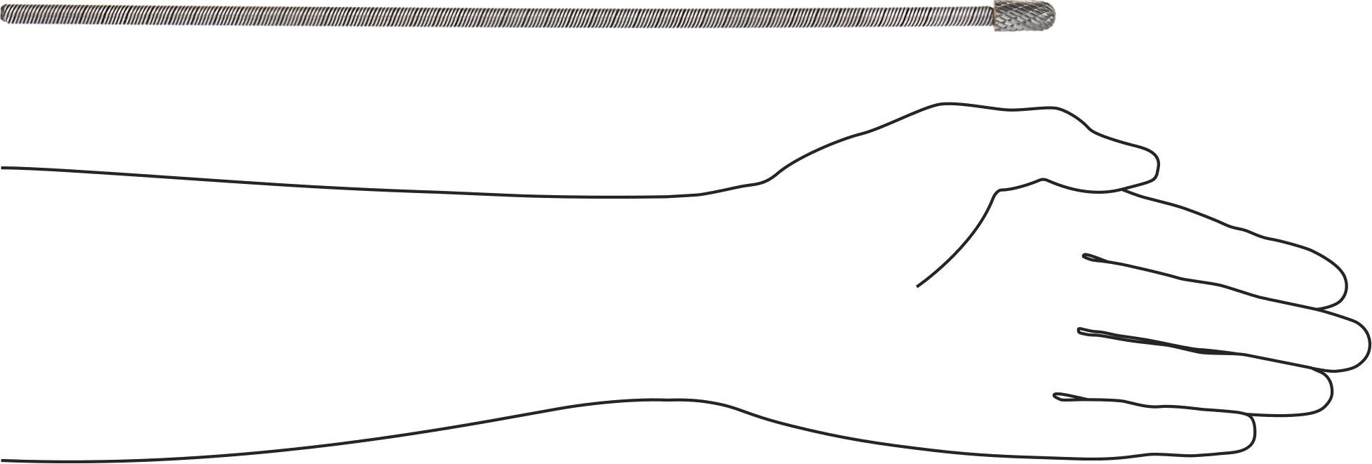 Çift Kesimli Esnek Şaftlı Frez, Yuvarlak Silindir Başlıklı, 12-3/4" Toplam Uzunluk, Numara SC-3