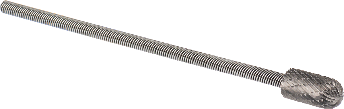 Çift Kesimli Esnek Şaftlı Frez, Yuvarlak Silindir Başlıklı, 7" Toplam Uzunluk, Numara SC-5