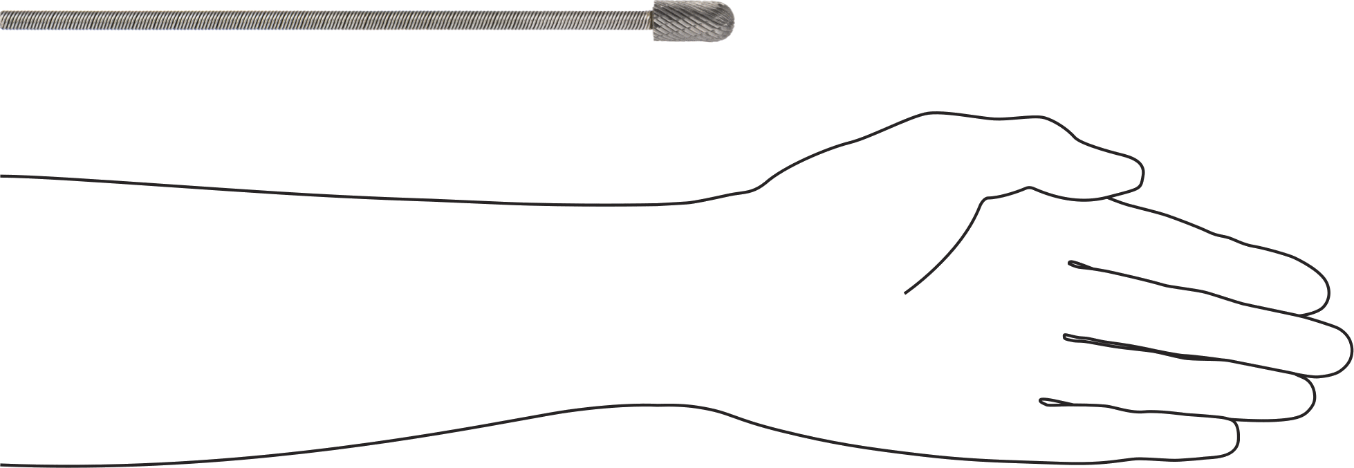 Çift Kesimli Esnek Şaftlı Frez, Yuvarlak Silindir Başlıklı, 9" Toplam Uzunluk, Numara SC-5