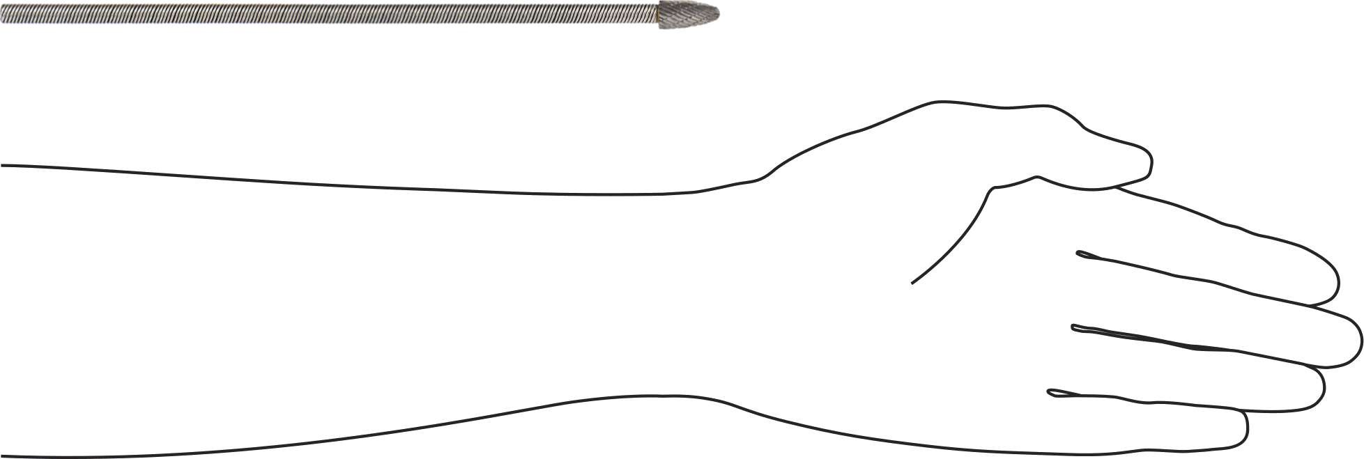 Çift Kesimli Esnek Şaftlı Frez, Yuvarlak Ağaç Başlıklı, 8-3/4" Toplam Uzunluk, Numara Sf-3
