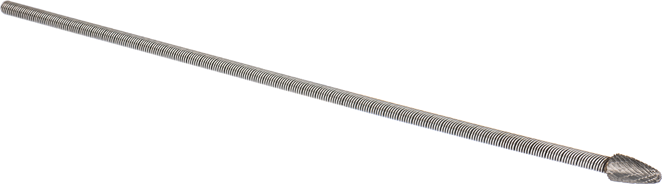 Çift Kesimli Esnek Şaftlı Frez, Yuvarlak Ağaç Başlıklı, 12-3/4" Toplam Uzunluk, Numara Sf-3