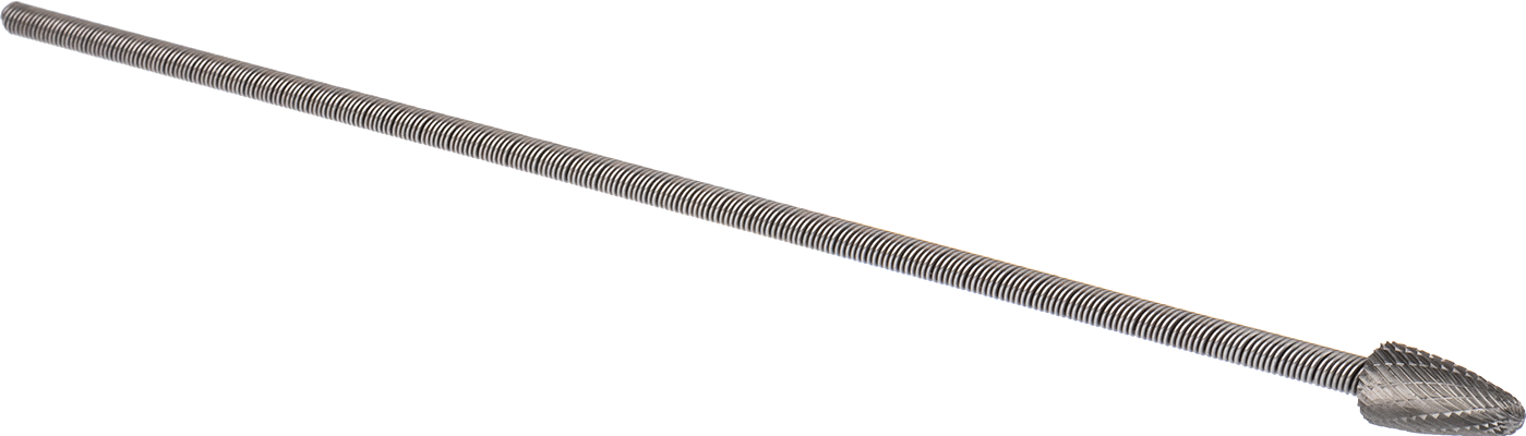 Çift Kesimli Esnek Şaftlı Frez, Yuvarlak Ağaç Başlıklı, 13" Toplam Uzunluk, Ticaret No. Sf-5