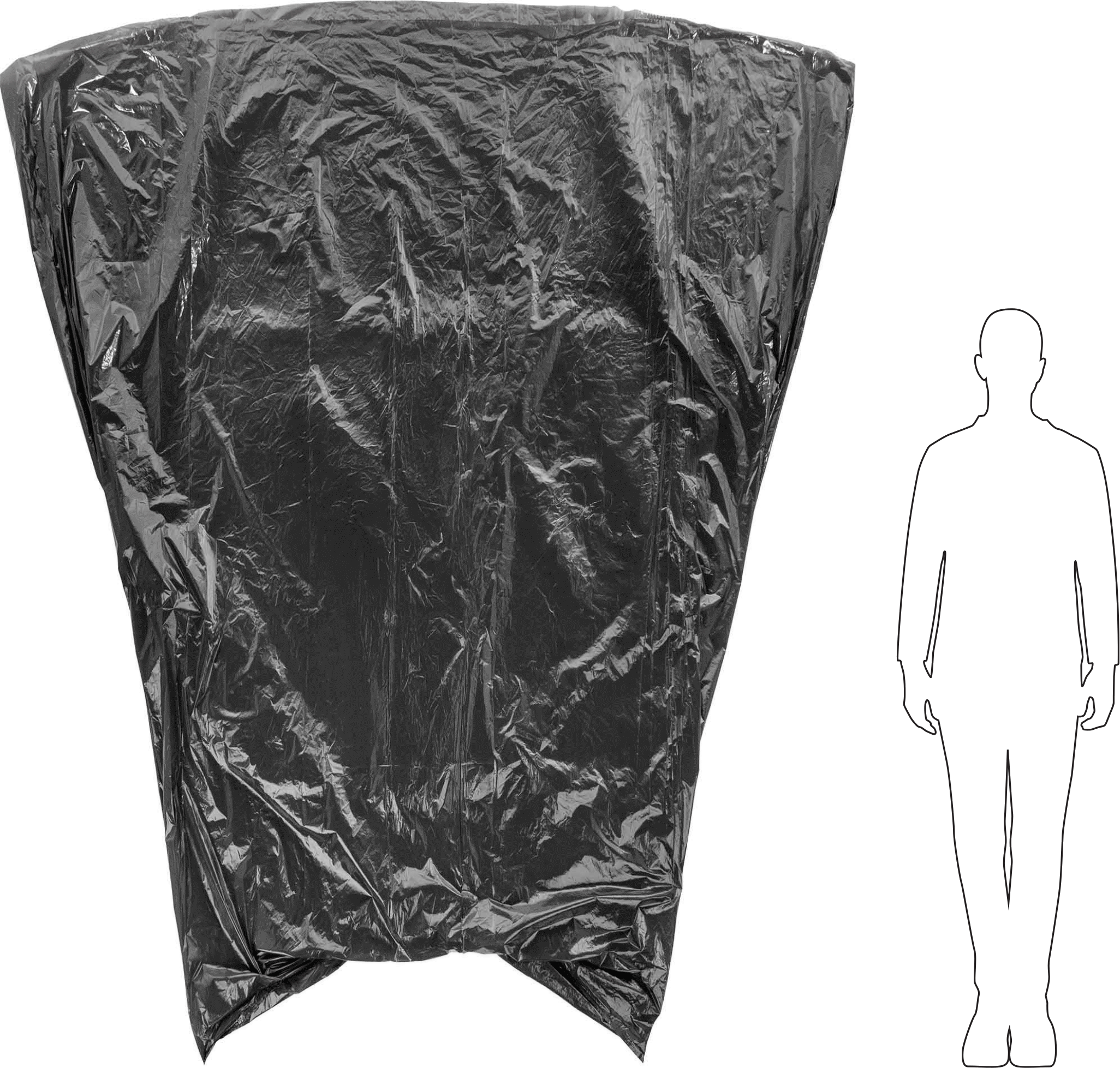 Ekstra Büyük Koruyucu Çanta, Opak Siyah, 55“ Genişlik x 45” Derinlik x 97" Yükseklik, 15'lik Rulo