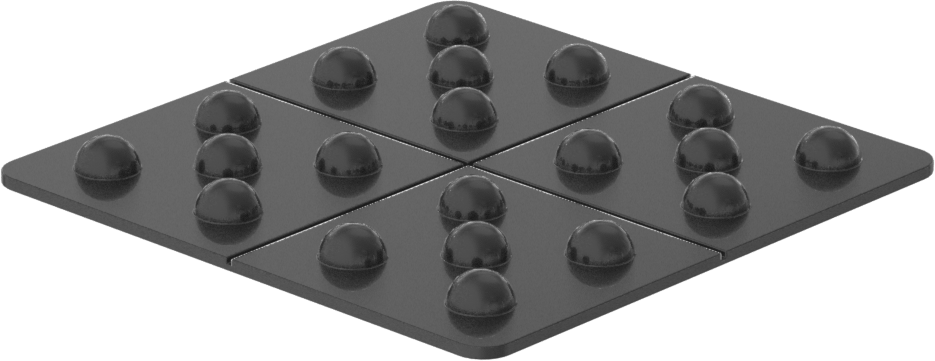 Hassas Ekipmanlar için Titreşim Sönümleyici Ped, 4" x 4" x 1/4", Montaj Noktası Başına 2 PSI Kapasite