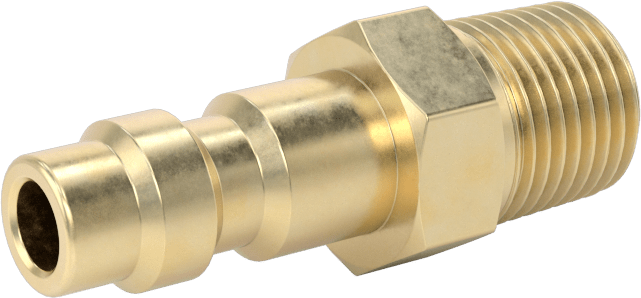 Hava için Pirinç Endüstriyel Hızlı Ayrılabilir Hortum Bağlantısı, Plug, 1/8 Kaplin Boyutu, 1/8 NPT Erkek