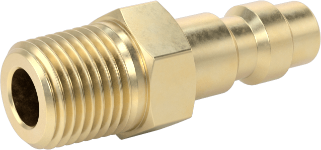 Hava için Pirinç Endüstriyel Hızlı Ayrılabilir Hortum Bağlantısı, Plug, 1/8 Kaplin Boyutu, 1/8 NPT Erkek