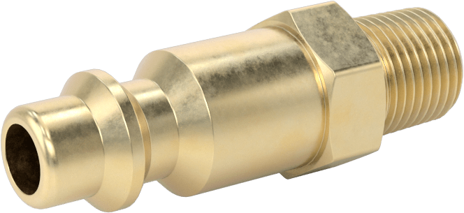 Hava için Pirinç Endüstriyel Hızlı Ayrılabilir Hortum Bağlantısı, Plug, 1/4 Kaplin Boyutu, 1/8 NPT Erkek