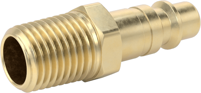 Hava için Pirinç Endüstriyel Hızlı Ayrılabilir Hortum Bağlantısı, Plug, 1/4 Kaplin Boyutu, 1/4 NPTF Erkek