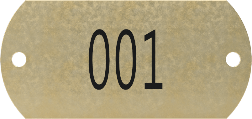 Sıralı Numaralı Plakalar, Pirinç Dikdörtgen, 1" x 2-1/8"