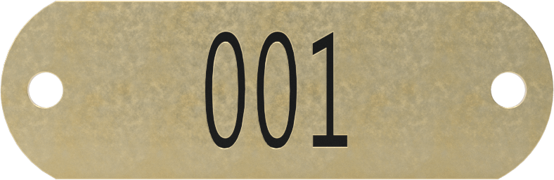 Sıralı Numaralı Plakalar, Pirinç Dikdörtgen, 5/8" x 1-15/16"