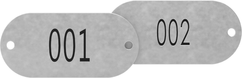 Sıralı Numaralı Plakalar, Alüminyum Dikdörtgen, 1" x 2-1/8", Karakterler 001-010