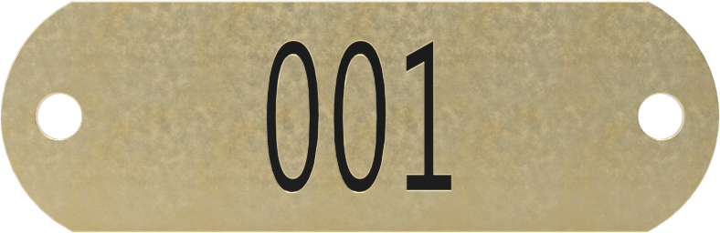 Sıralı Numaralı Plakalar, 304 Paslanmaz Çelik Dikdörtgen, 5/8" x 1-15/16", Karakterler 001-010