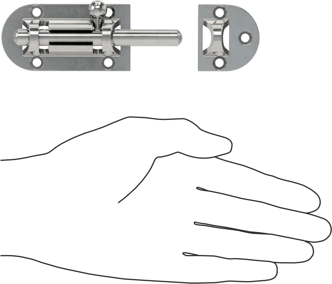 Kaldır-Bırak Namlu Kayar Cıvata Mandalı, 316 Paslanmaz Çelik, 2-7/8“ Genişlik x 1-1/2” Yükseklik