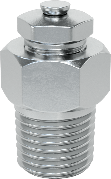 Basınç Tahliye Havalandırması, Çinko Kaplı Çelik, 1/4" NPTF, 1-1/8" Toplam Yükseklik, 7.5 ila 15 PSI