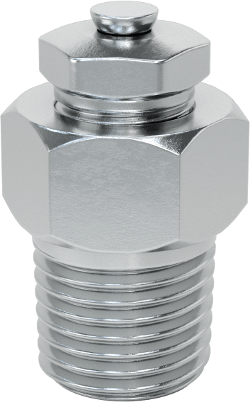Basınç Tahliye Havalandırması, Çinko Kaplı Çelik, 1/4" NPTF, 1-1/8" Toplam Yükseklik, 15 ila 25 PSI