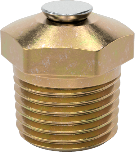 Basınç Tahliye Havalandırması, Çinko Kaplı Çelik, 1/8" NPTF, 1/2" Toplam Yükseklik, 15 ila 25 PSI