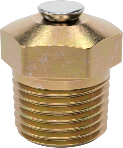 Basınç Tahliye Havalandırması, Çinko Kaplı Çelik, 1/8" NPTF, 17/32 inç Toplam Yükseklik, 45 ila 80 PSI