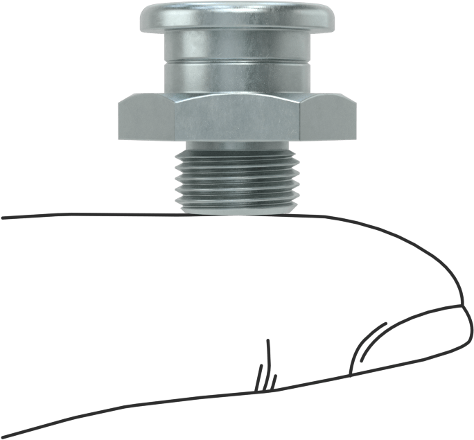 Düğme Başlı Gres Nipeli, Çinko Kaplı Çelik, 1/8 BSPP Erkek, 17 mm Toplam Yükseklik